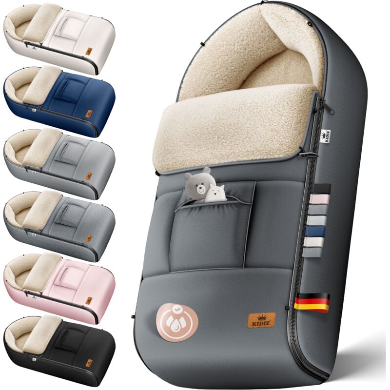 Babyfußsack Baby Fußsack Winterfußsack Babyschale mit Reißverschluss Kuschelsack Babydecke Kinderwagen waschbar verschließbarer Kopfteil & Tasche