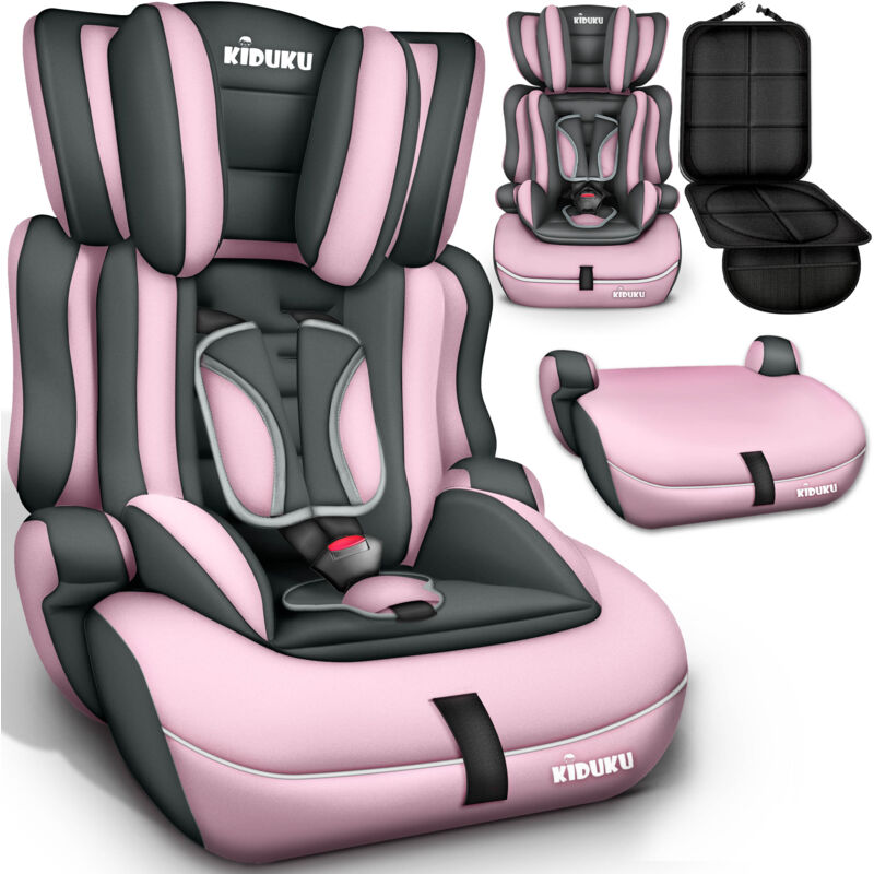 Autokindersitz Kinderautositz Autositz Kindersitz 9-36kg Gruppe 1+2+3 Grau/Pink - Kiduku