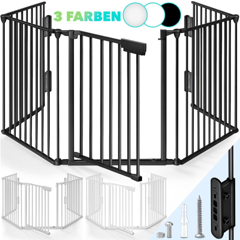Kiduku - Kaminschutzgitter 240 cm Weiß Baby Absperrgitter Ofenschutzgitter Laufstall Türschutzgitter