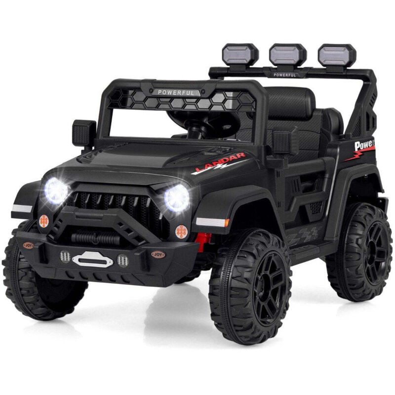Northix - Kinder elektroauto mit 24g fernbedienung amp usb amp licht amp musik 12v kinderauto jeep auto schwarz