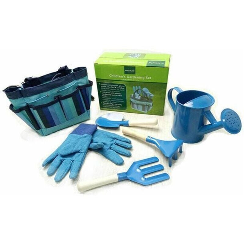 Kinder-Gartenwerkzeug-Set, Kinder-Außengarten-Set, Kinder-Gartengeräte (blau) Mumu