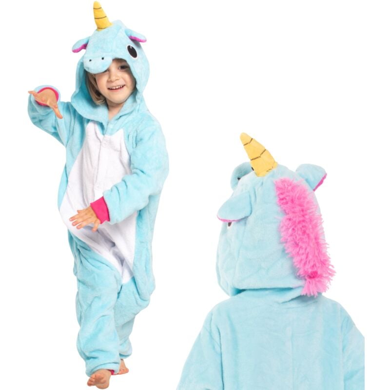 Kinder Kigurumi Onesie Kostüm Pegasus Blau 105-115