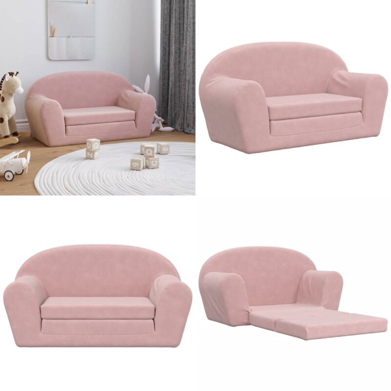 Vidaxl - Kinder-Schlafsofa 2-Sitzer Rosa Weicher Plüsch - Kinder Couch - Kinder Sofa - Kuschel Sofa - Spielsofa - Rosa Sofa - Home & Living