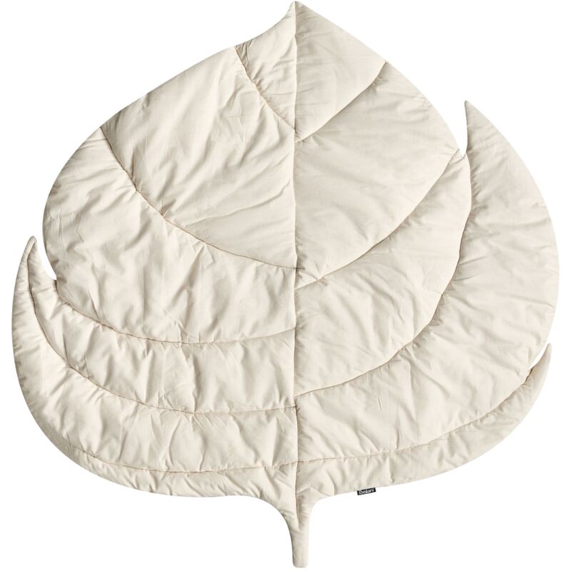 Kinder Spielmatte Cremeweiß Baumwollbezug Blattförmig Gesteppt 110 x 110 cm Babyzimmer Kinderzimmer Zubehör