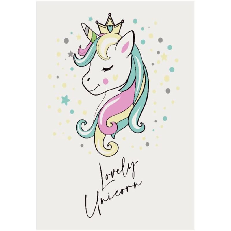 Privatefloor - Großer Kinderteppich mit Einhorn-Design - Mehrfarbig (290x200 cm) - Style Multicolor