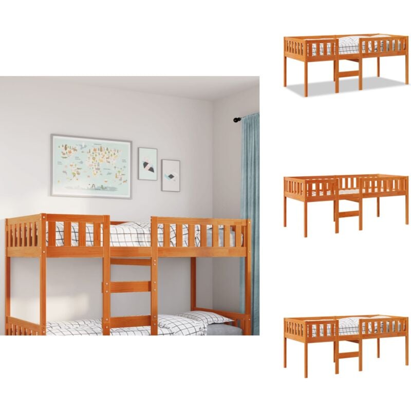 Kinderbett ohne Matratze Wachsbraun 90x190 cm Massivholz Kiefer - Kinderbett - Kinderbetten - Kinderbett Hoch - Kinderbetten Hoch