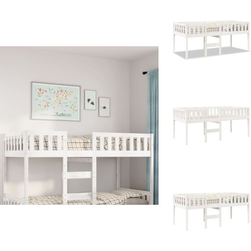 Kinderbett ohne Matratze Weiß 75x190 cm Massivholz Kiefer - Kinderbett - Kinderbetten - Kinderbett Hoch - Kinderbetten Hoch