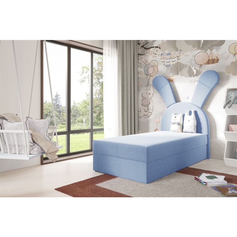 Fun Moebel - Kinderbett Polsterbett Bett matilda 100x200cm in Stoff Magic Velvet Hellblau