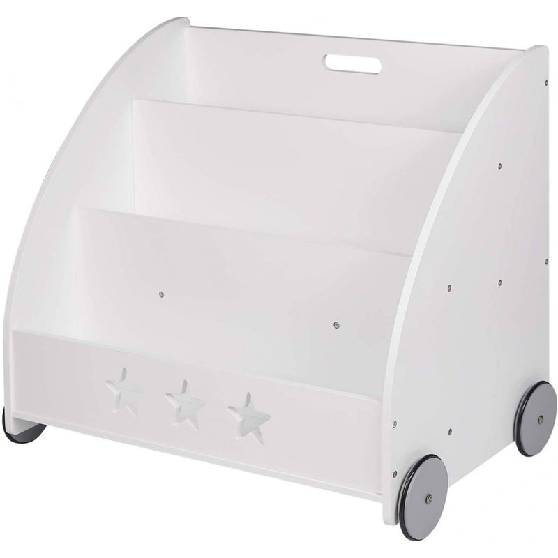 Kinderregal für Bücher mit Rollen aus Holz weiß - Woltu