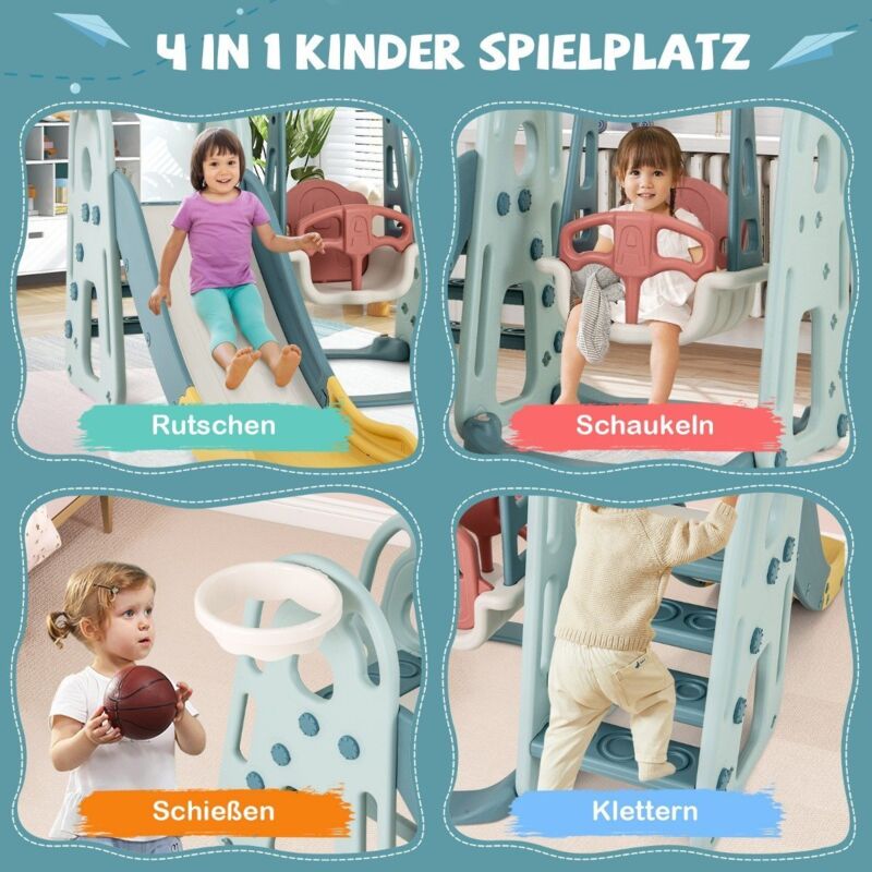 Northix - Kinderschaukel mit rutsche hohenverstellbarer sitz 4 in 1 schaukel rutsche basketballkorb leiter fur kinder ab 18 monaten