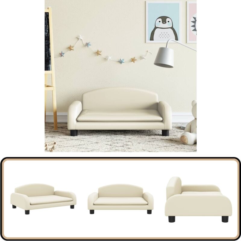 Kindersofa Creme 70x45x30 cm Kunstleder - Kinder Sofa - Minisoofa - Spielzimmer Möbel - Kinder Couch - Sitzgelegenheit Für Kinder