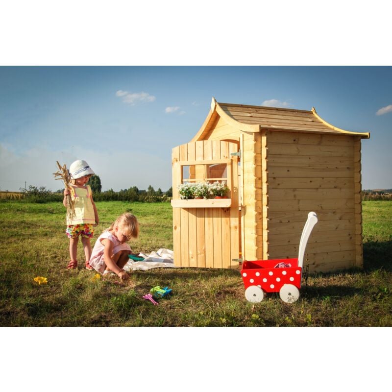 Kinderspielhaus aus Holz - Spielhaus im Freien für Kinder - B112xL146xH152 cm/1,1m2 Gartenspielhaus - Garten-Sommerhaus für Kinder M550-1 - Timbela