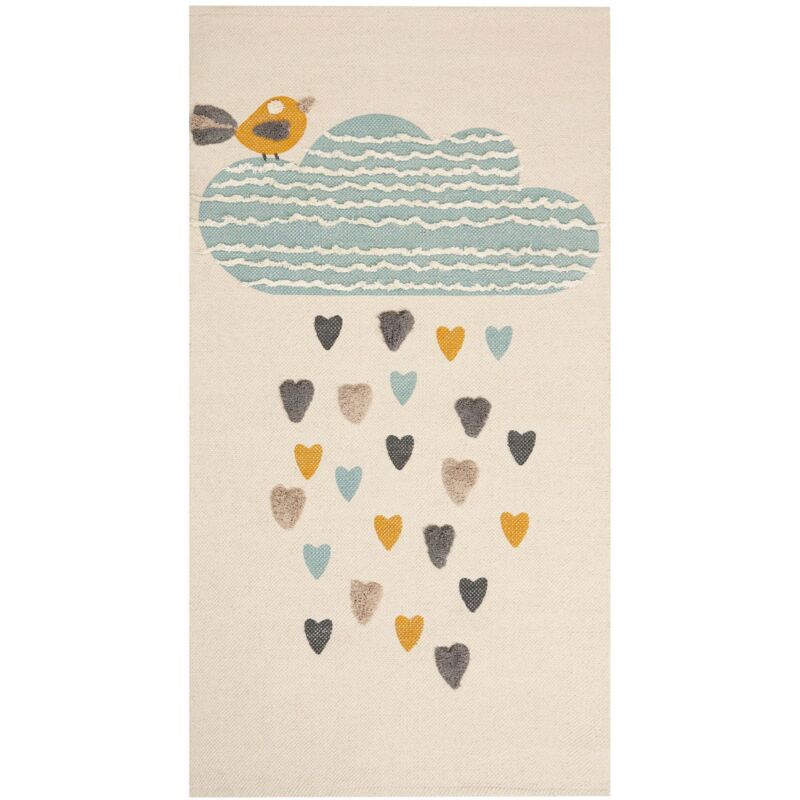 Kinderteppich Mehrfarbig aus Baumwolle 80 x 150 cm Wolken Motiv für Kinderzimmer Spielteppich