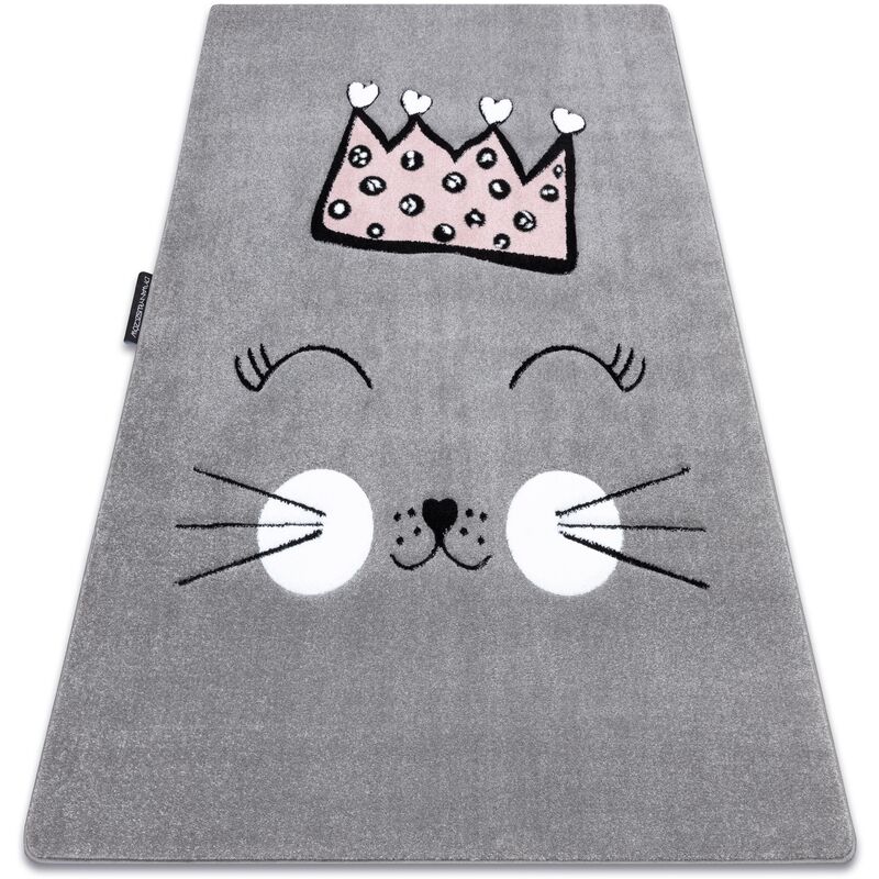 Kinderteppich petit cat katze krone grau grey 140x190 cm