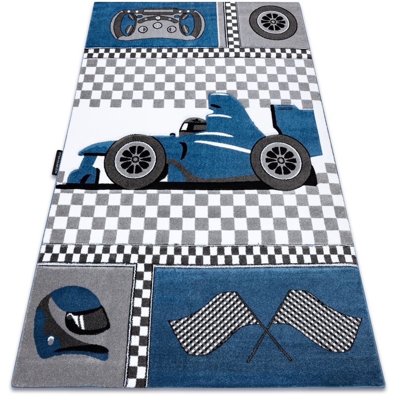 Rugsx - Kinderteppich petit race formula 1 bolid auto blau blue 240x330 cm