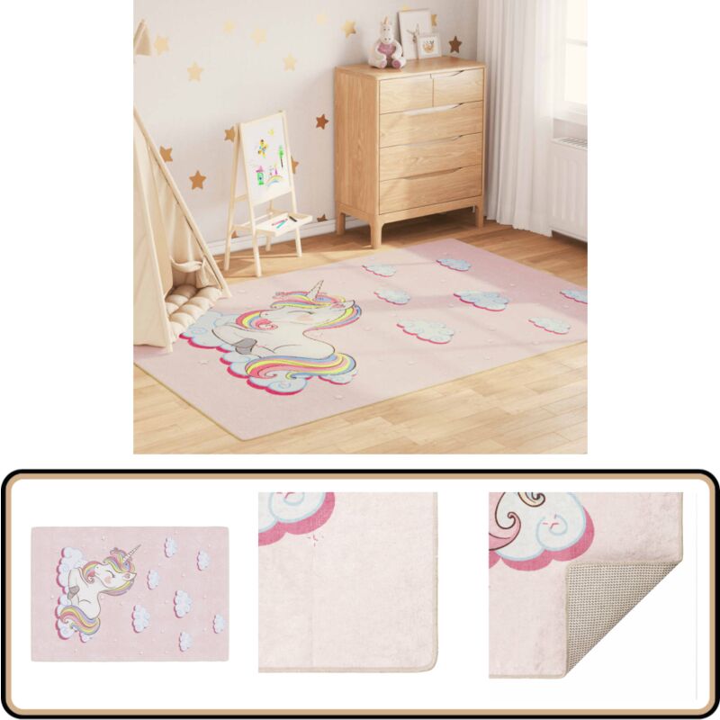 Vidaxl - Kinderteppich Rosa 160x230 cm Einhorn Waschbar Rutschfest - Kinderteppich - Rosa Teppich - Wohnzimmerteppich - Schlafzimmerteppich