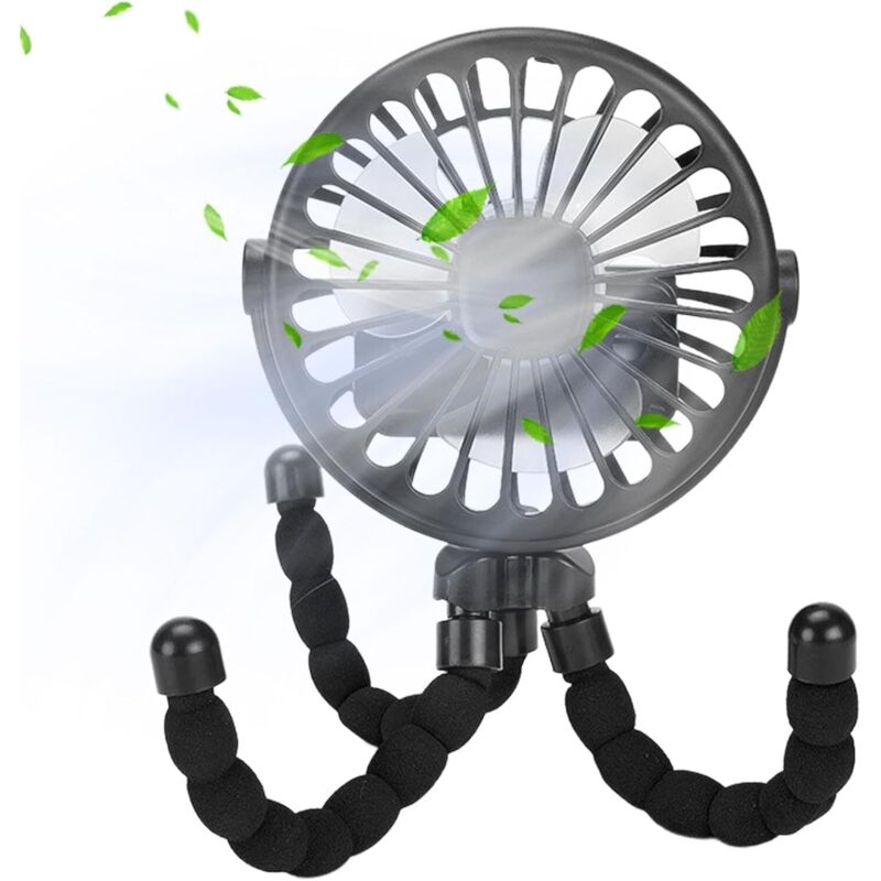 Kinderwagenventilator, Leiser Kinderwagenventilator, Tragbarer Stativ-Clip-Ventilator, USB-Handventilator, Wiederaufladbarer Elektrischer Ventilator