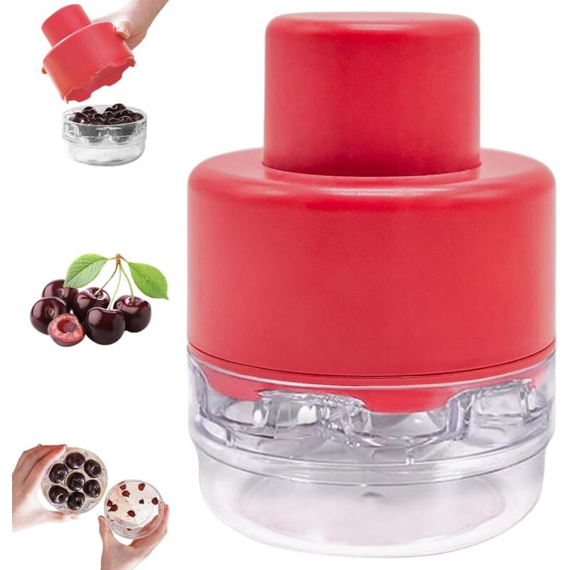 Kirschentkerner, Mehrfach-Kirschenentkerner mit Druckmechanismus, 7-Loch-Multi-Entkerner-Werkzeug, schnelles, tragbares Kirschentkerner-Werkzeug