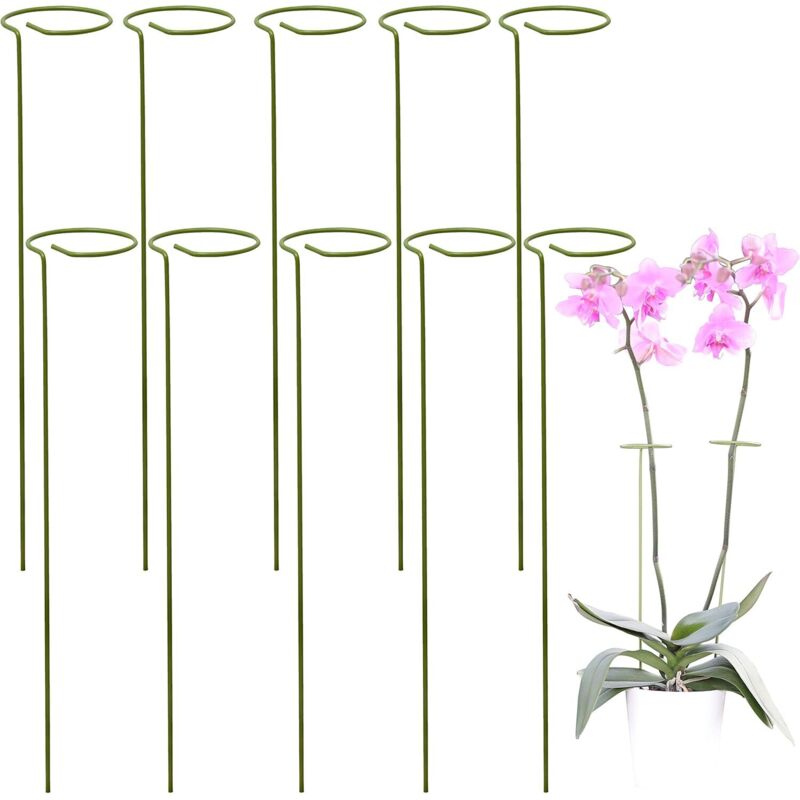 Tigrezy - Kit mit 10 Pflanzenpfählen, Stützen für Kletterpflanzen und Blumen, grüner Pfahl, helfen Sie Ihren Blumen beim Wachsen,