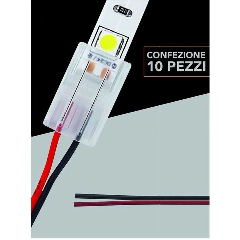 Trade Shop - KIT 10PZ CONNETTOR STRIP LED STRIP COUNRY 2PIN 10MM CN10-CV -