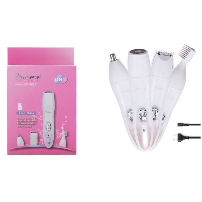 Trade Shop - 4-in-1-Set Damenrasierer, wiederaufladbarer professioneller Epilierer GM-3078 -