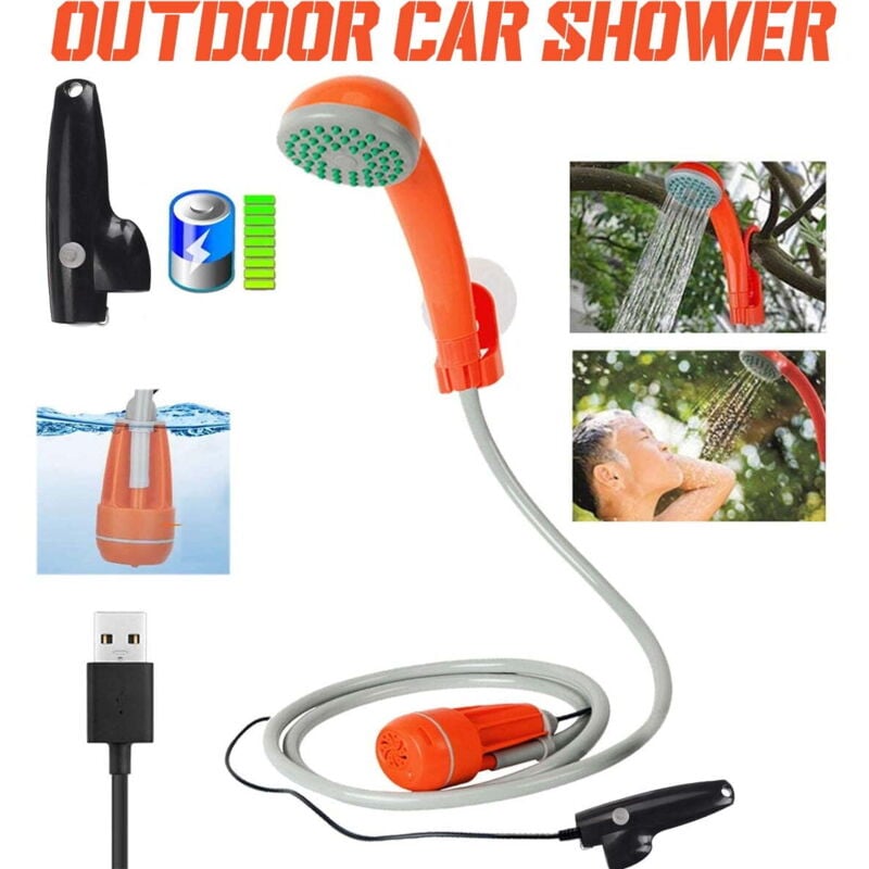Tragbares Camping-Duschset, wasserdichte Camping-Duschpumpe für den Außenbereich, Zigarettenadapter für Camping, Wandern, Baden von Haustieren,