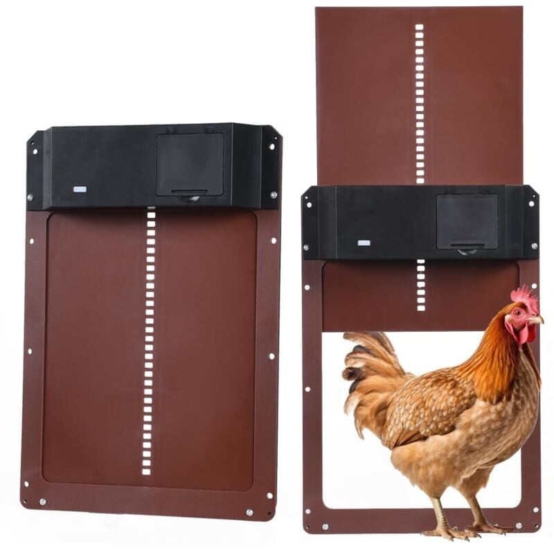 Automatisches Hühnerstalltür-Set, batteriebetriebene automatische Hühnerstalltür mit Timer und Lichtsensor, Hühnerstall-Zubehör