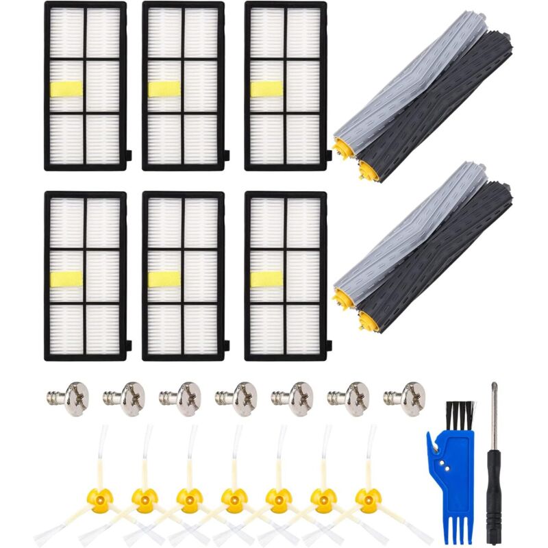 Zubehör-Teilesatz für iRobot Roomba 800 900 Serie, Bürsten-Ersatzteile 800 900, 890 880 870 990 980 976 900 Staubsauger, 2 Sätze Walzenbürsten, 6