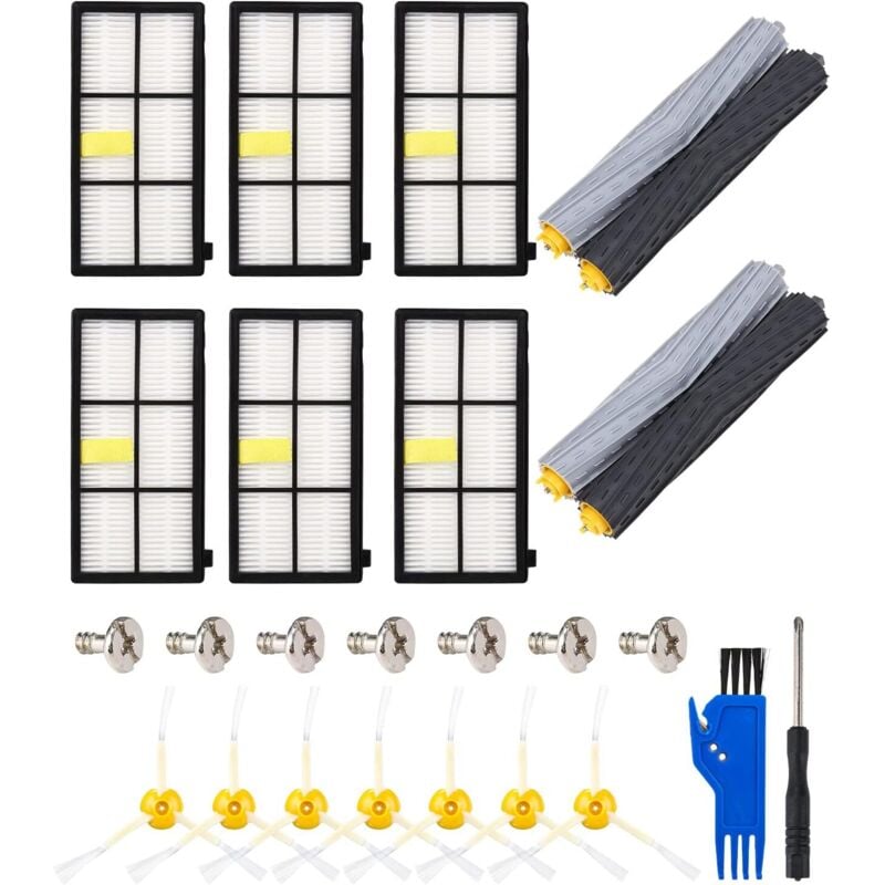 Zubehör-Teilesatz für iRobot Roomba 800 900 Serie, Bürsten-Ersatzteile 800 900, 890 880 870 990 980 976 900 Staubsauger, 2 Sätze Walzenbürsten, 6