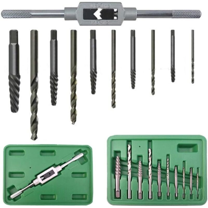 Kit zum Entfernen beschädigter Schrauben, 11 Stück / Entfernen von Schrauben mit Kopf, Bolzen und Gewindeschneider / verstellbare Gewindeschneider