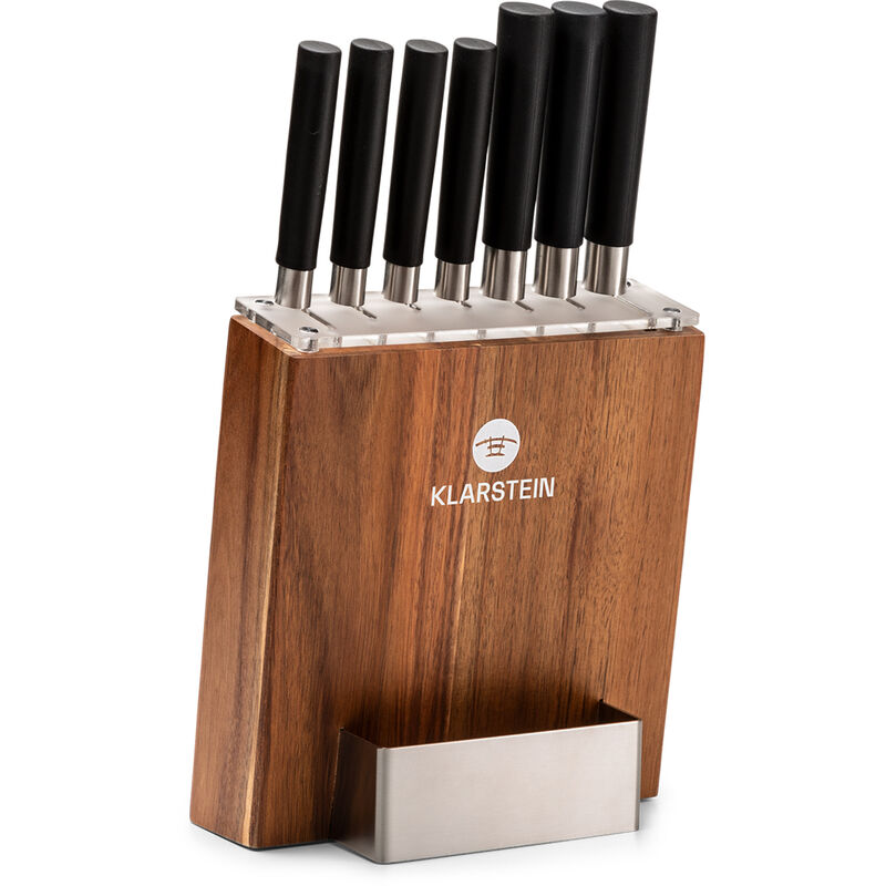 Kitano 8tlg. Messer-Set mit Block 7 Messer Stahl edler Holzblock - Klarstein