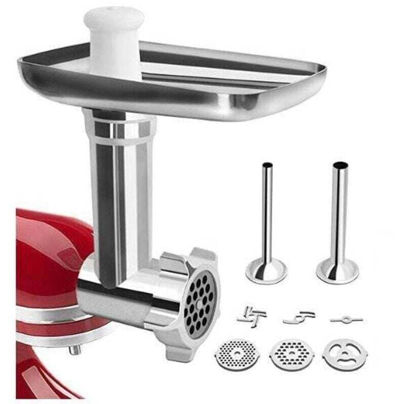 KitchenAid Fleischwolf-Aufsatz, Fleischwolf-Aufsatz für KitchenAid Küchenmaschinen mit 3 Lochscheiben und 2 Einfüllrohren für den KitchenAid Artisan