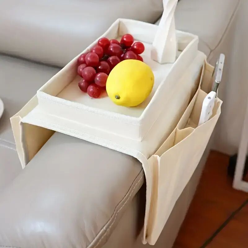 Klappbare Aufbewahrungstasche für die Sofa-Armlehne – ideal für Fernbedienung, Snacks und Handy – praktische Wohnaccessoires