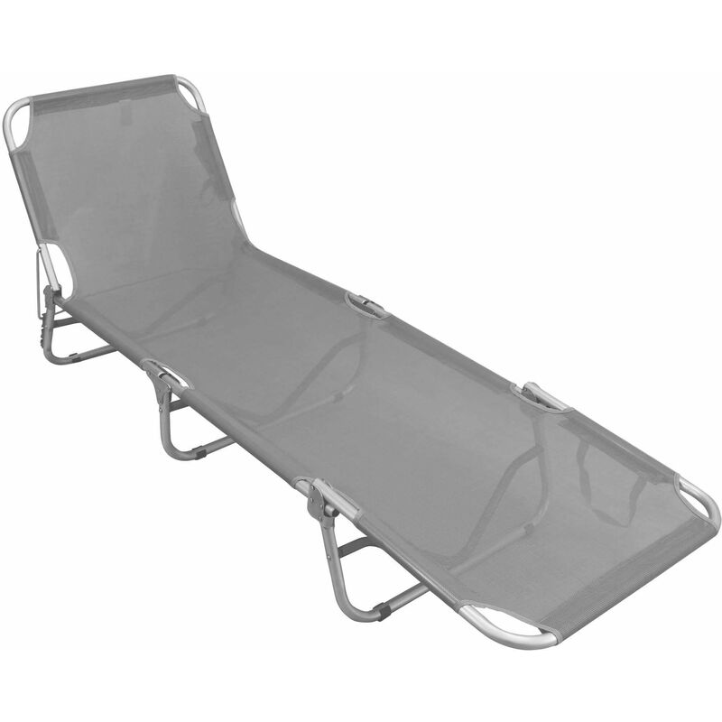 Aluminium Beach Folding Brandy Bett mit Enrique Register - Grey - Grey