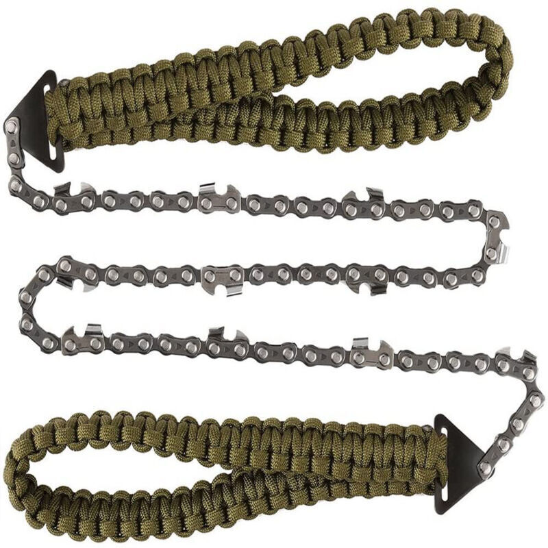 Klappbare Kettensäge – Tasche mit Paracord-Griff, klappbare Kettensäge, Handsäge, Outdoor-Notfall-Überlebensausrüstung für Camping, Wandern, Jagen,