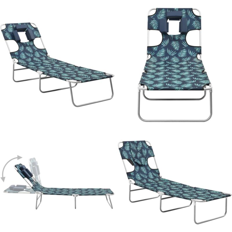 Vidaxl - Klappbare Sonnenliege mit Kopfkissen Stahl Blattmuster - Klappliege - Gartenliege - Sonnenschirm - Outdoor Möbel - Liege - Home & Living