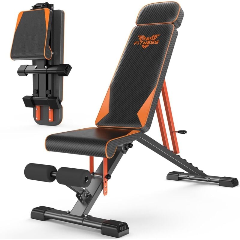 Klappbare und verstellbare Hantelbank, komplette Hantelbank, 400 kg Gewichtskapazität