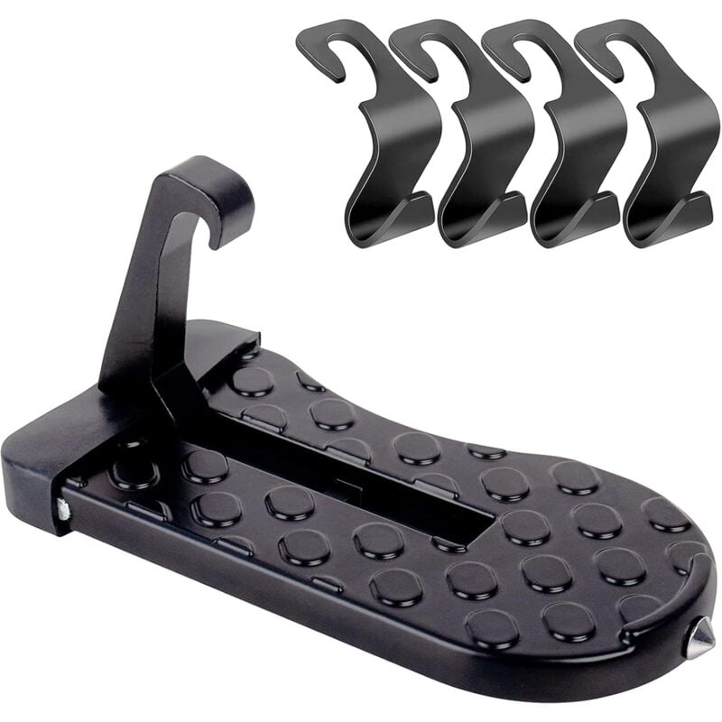 Klappbares Autotürpedal, Türhakenpedal, klappbare Dachtürstufe aus Aluminiumlegierung, mit Sicherheitshammer, für PKW-LKW-Wohnwagen-SUV (Last 180 kg)