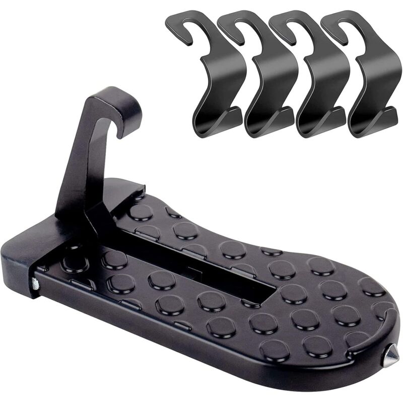 Klappbares Autotürpedal, Türhakenpedal, klappbare Dachtürstufe aus Aluminiumlegierung, mit Sicherheitshammer, für PKW-LKW-Wohnwagen-SUV (Last 180 kg)