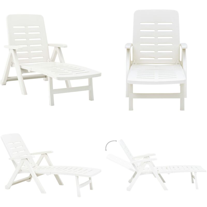 Vidaxl - Klappliege Kunststoff Weiß - Sonnenliege - Gartenliege - Klappliege - Outdoor Möbel - Kunststoffmöbel - Home & Living