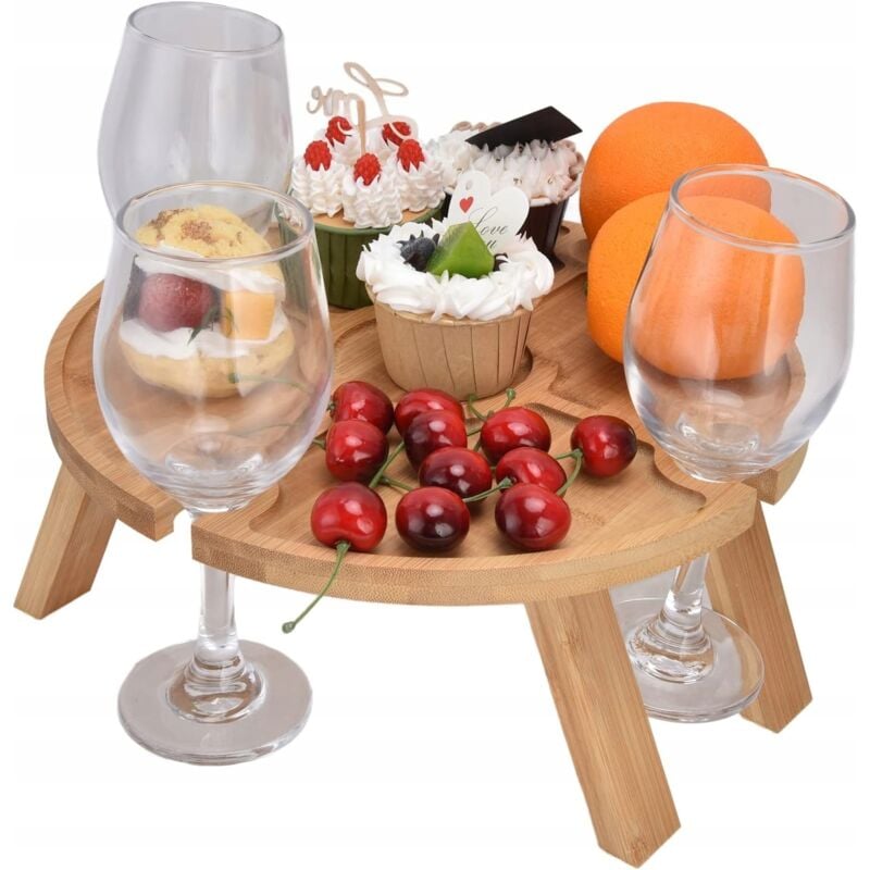 Klapptisch Picknicktisch für Snacks Käse Wein Vorspeisen aus Holz