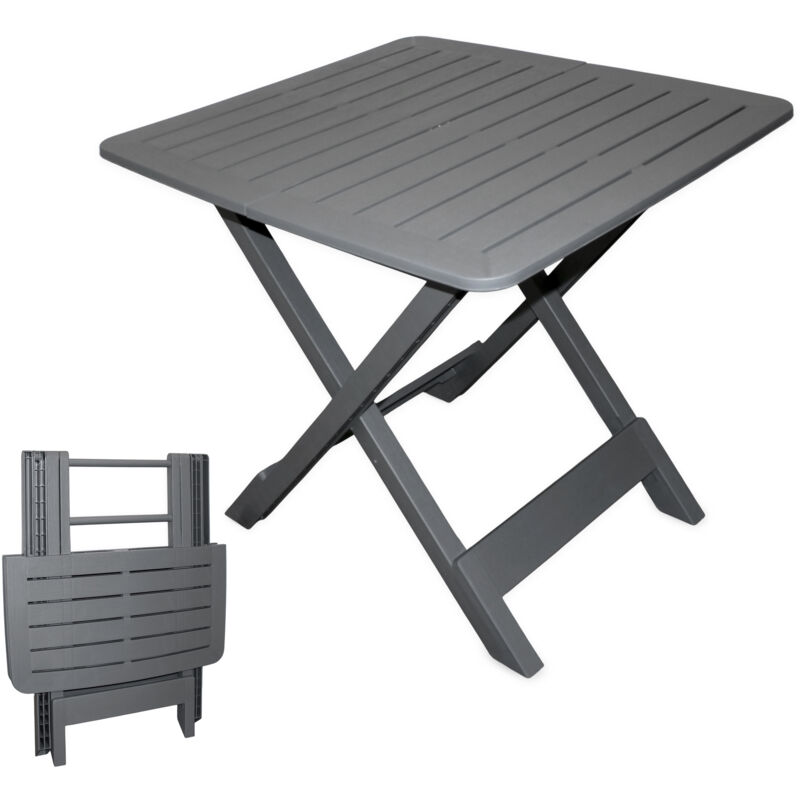 Klapptisch Tevere grau - 72 cm - Kunststoff Garten Beistelltisch - Camping Festival Garten Tisch klappbar