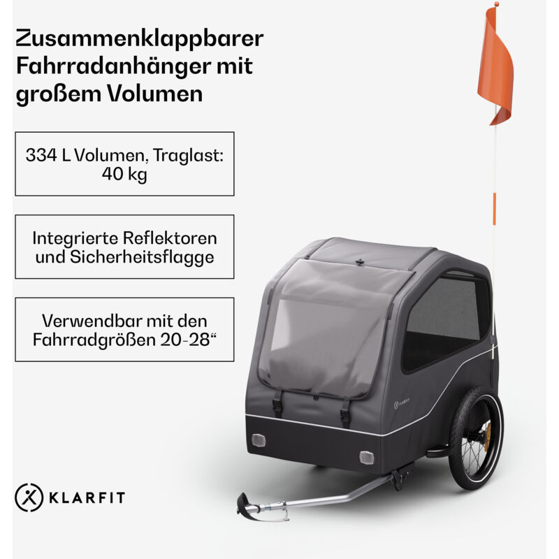 Geräumiger Fahrradanhänger für Hunde, 334 l, Hybrid Home/Anhänger - Solider Stahlrahmen mit integrierten Reflektoren für sicheren Fahrradtransport