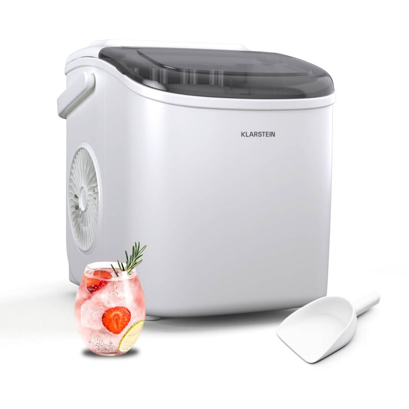 Klarstein - Eiswürfelmaschine - 12kg/24h, 2 Größen, 1,3L Wassertank, LED-Anzeigen, transparenter Deckel, tragbar, Eiswürfelbereiter für