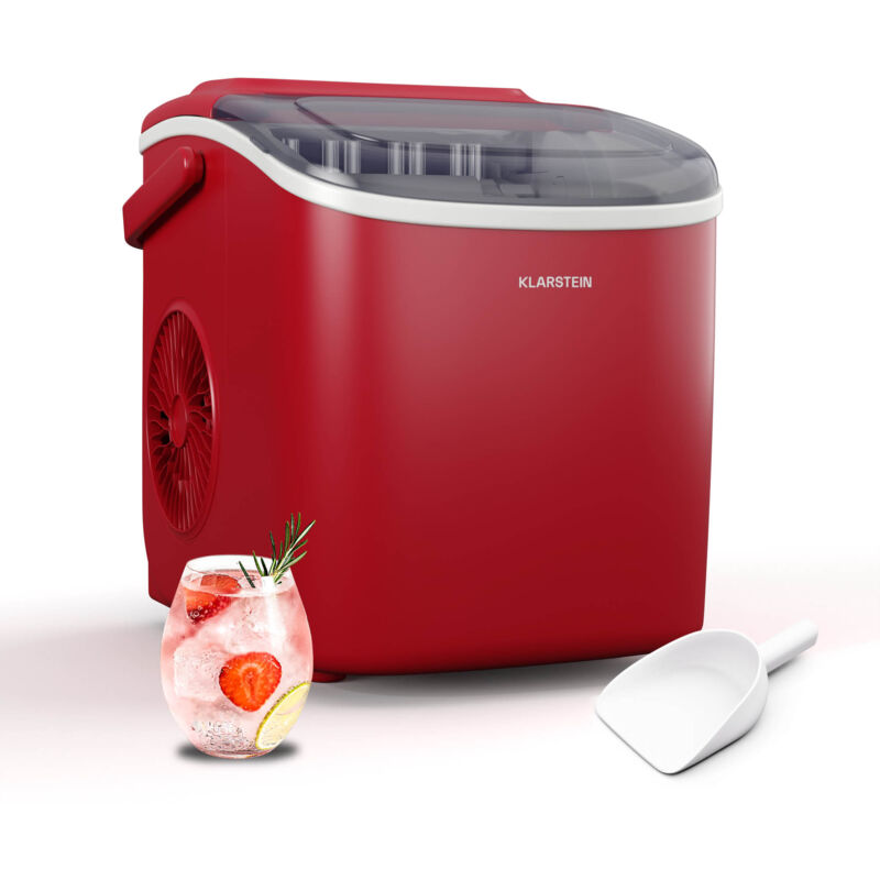 Klarstein Eiswürfelmaschine - 12kg/24h, 2 Würfelgrößen, 1,3L Wassertank, LED-Anzeigen, transparenter Deckel, tragbar, ideal für Partys/Gartenfeste