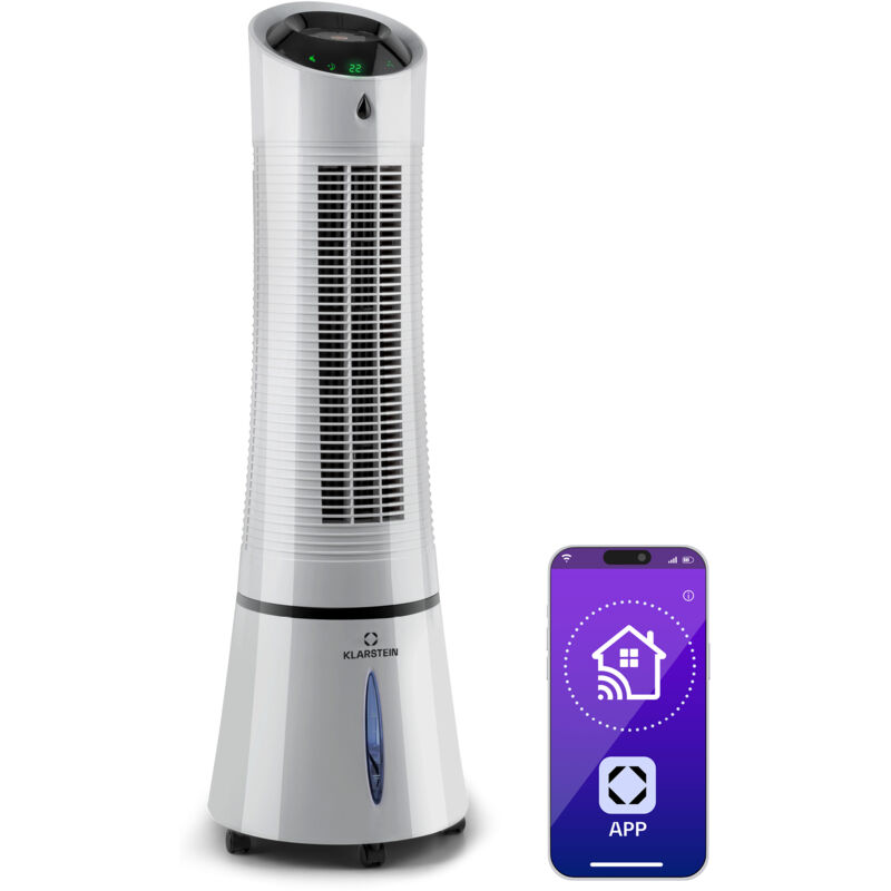 Klarstein 4-in-1: Luftkühler, Ventilator, Luftbefeuchter & Ionisation I 6 L Wassertank, Oszillation, 30 W, 210 m³/h, Timer I Klimagerät ohne