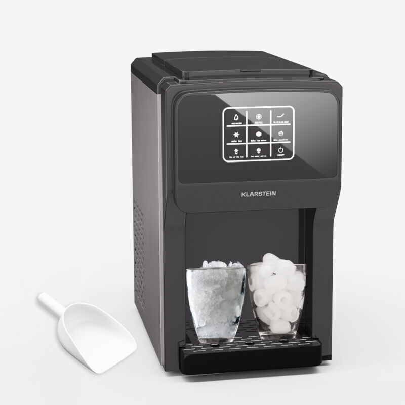 Klarstein - ArcticBlend 3in1 Eiswürfelmaschine – 20 kg/24 h, Kugeleis & Crushed Ice, Wasserspender, 6-Liter-Wassertank, Edelstahl, Eiswürfelbereiter,