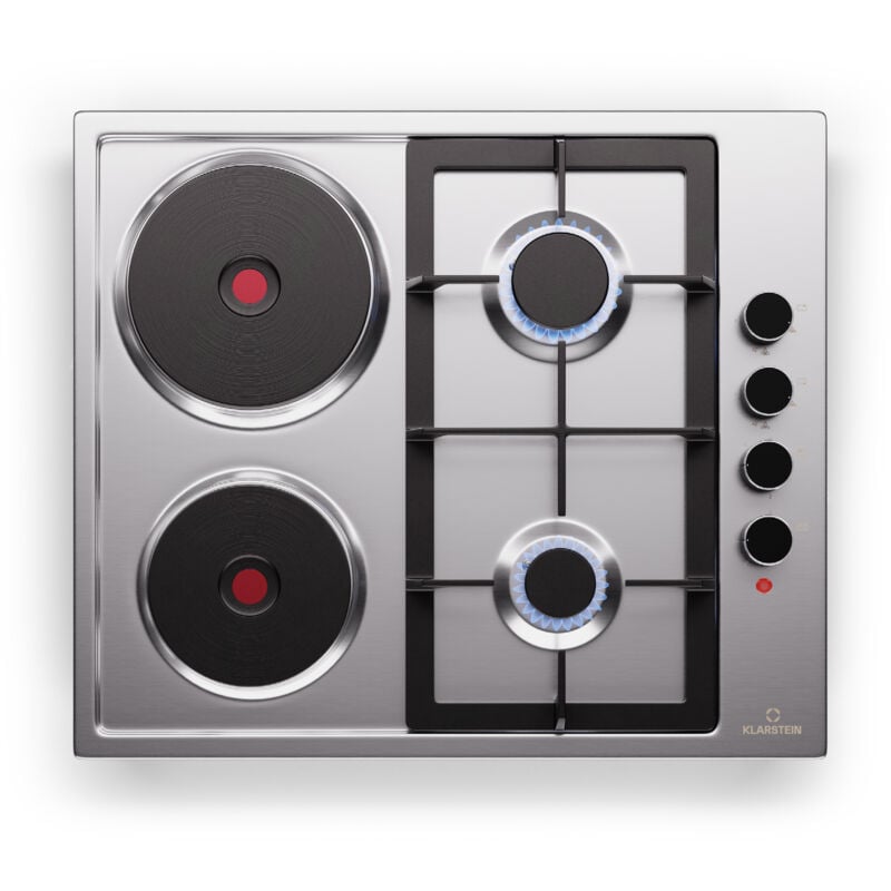 Klarstein Dual-Energie Herdplatte - Elektro & Gas Kochfeld - Geeignet fur Flussiggas & Erdgas, robuster Gusseisentrager, Flammenausfallsicherung