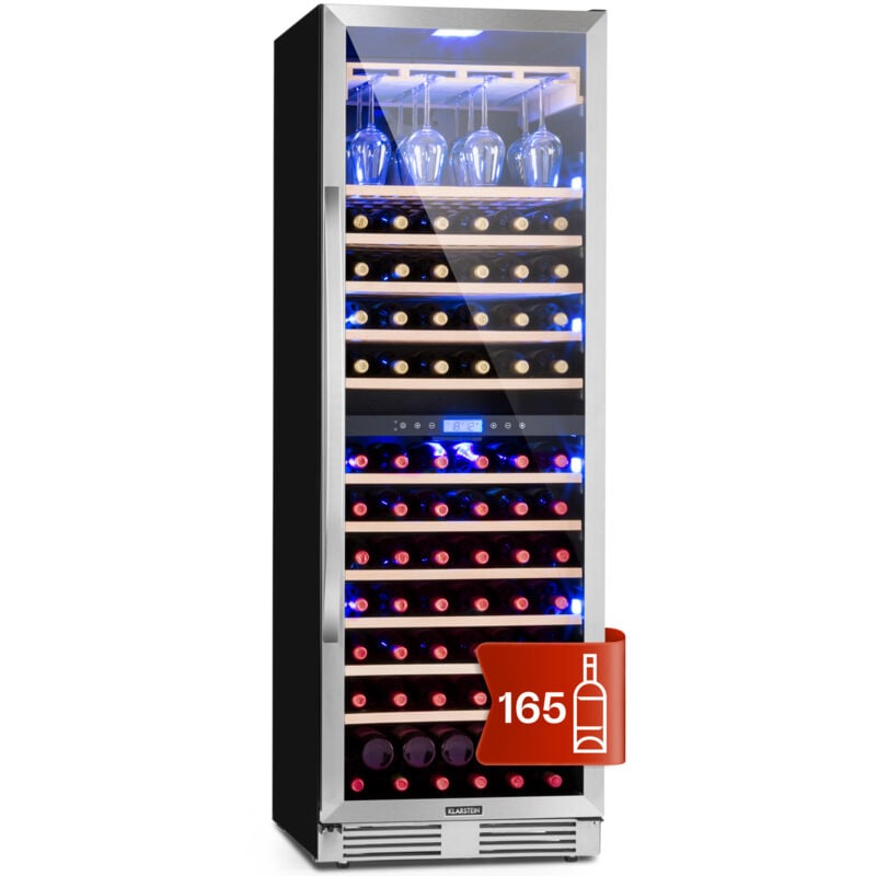 Klarstein - Einbau-Weinkühlschrank, 2 Zonen Getränkekühlschrank Klein, Kleiner Weinschrank 433L, Wein-Kühlschrank Klein mit Glastür, Indoor/Outdoor
