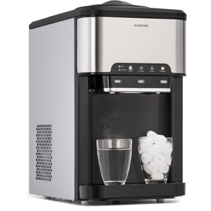 Klarstein - Eiswürfelmaschine für Zuhause Camping Gastro, Schnelle Mini Eiswürfelmaschine Klein, Profi Eismaschine für Große Kleine Klare Eiswürfel,